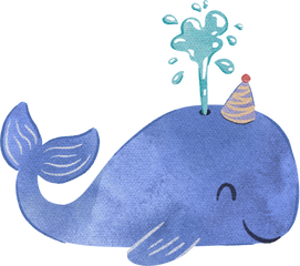 Watercolor Cute Whale