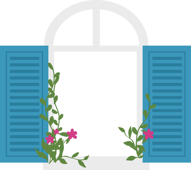 open window Santorini clipart illustration