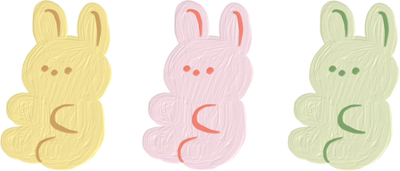 Handdrawn Painterly Cute Objects Gummy Bunny